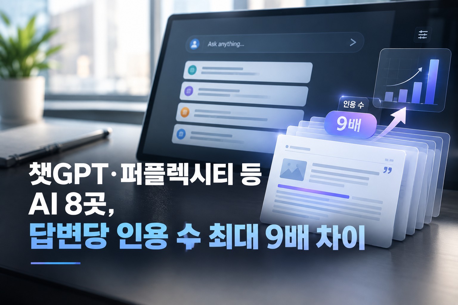 챗GPT·퍼플렉시티 등 AI 8곳, 답변당 인용 수 최대 9배 차이