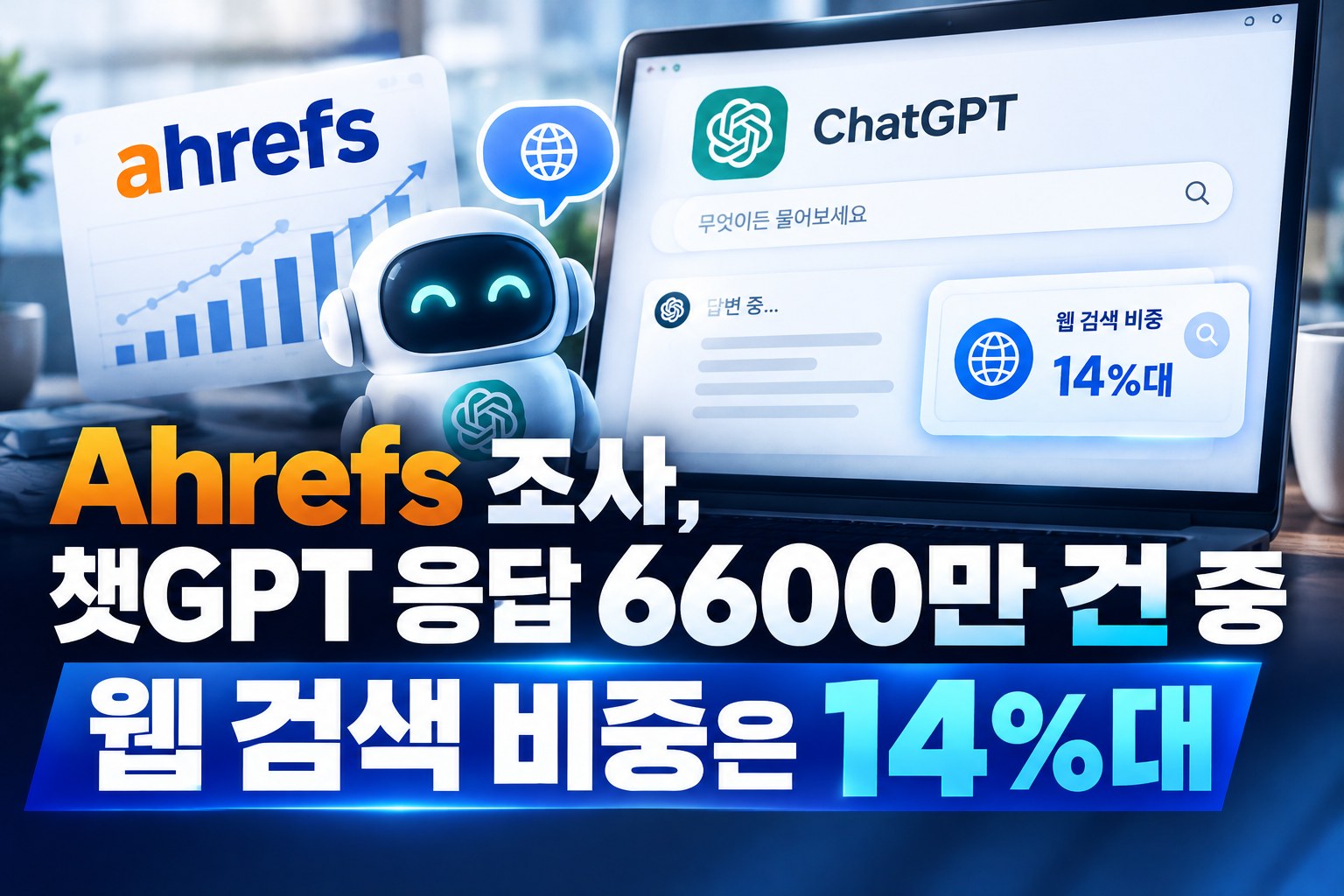 Ahrefs 조사, 챗GPT 응답 6600만 건 중 웹 검색 비중은 14%대
