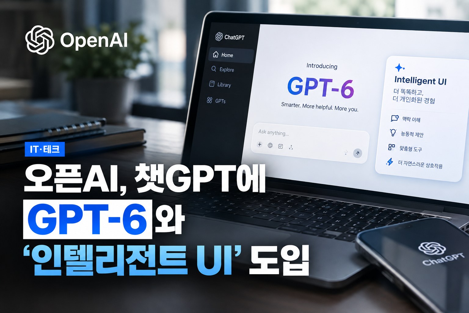 오픈AI, 챗GPT에 GPT-6와 '인텔리전트 UI' 도입